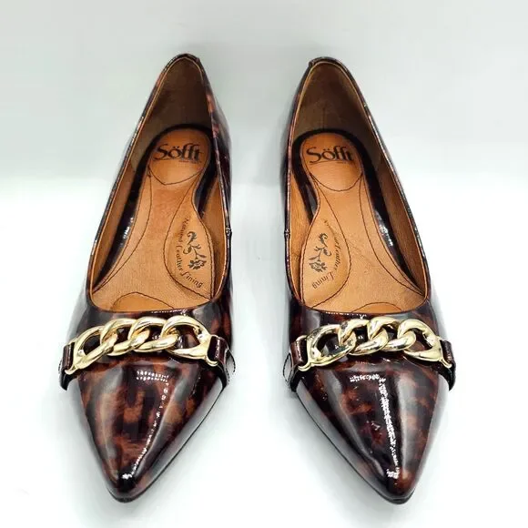 Sofft Tortoiseshell Print Pointed Toe Wedge Heel Size 7.5 - Picture 2 of 8